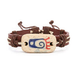 Linsoir Fashion Animal Fish Cock Heart Leather Bracelet Handmade Ceramics Animal Bracelet For Men Men Wrist Band Gifts