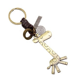 Genuine Leather Retro Handmade Key chain Cute Animal Shape Keyring Pedant Charm Car Keys Accessories for Women Men