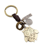 Genuine Leather Retro Handmade Key chain Cute Animal Shape Keyring Pedant Charm Car Keys Accessories for Women Men