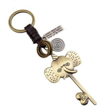 Genuine Leather Retro Handmade Key chain Cute Animal Shape Keyring Pedant Charm Car Keys Accessories for Women Men