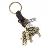 Elephant Key Chains Punk Vintage Genuine Leather Keychain Handmade Men's Car Key Holder Keyring Diy