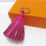 Luxury Personalized Handmade Real Leather Tassel Keychain Metal Keyring Women Bag Charm Accessory Handbag Key Chain Car Pendant