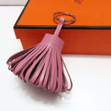 Luxury Personalized Handmade Real Leather Tassel Keychain Metal Keyring Women Bag Charm Accessory Handbag Key Chain Car Pendant