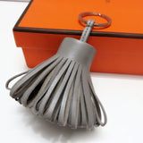 Luxury Personalized Handmade Real Leather Tassel Keychain Metal Keyring Women Bag Charm Accessory Handbag Key Chain Car Pendant