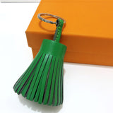 Luxury Personalized Handmade Real Leather Tassel Keychain Metal Keyring Women Bag Charm Accessory Handbag Key Chain Car Pendant