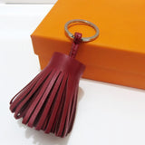 Luxury Personalized Handmade Real Leather Tassel Keychain Metal Keyring Women Bag Charm Accessory Handbag Key Chain Car Pendant