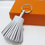 Luxury Personalized Handmade Real Leather Tassel Keychain Metal Keyring Women Bag Charm Accessory Handbag Key Chain Car Pendant