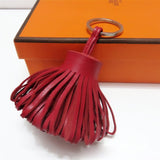 Luxury Personalized Handmade Real Leather Tassel Keychain Metal Keyring Women Bag Charm Accessory Handbag Key Chain Car Pendant