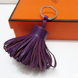 Luxury Personalized Handmade Real Leather Tassel Keychain Metal Keyring Women Bag Charm Accessory Handbag Key Chain Car Pendant