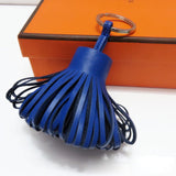 Luxury Personalized Handmade Real Leather Tassel Keychain Metal Keyring Women Bag Charm Accessory Handbag Key Chain Car Pendant